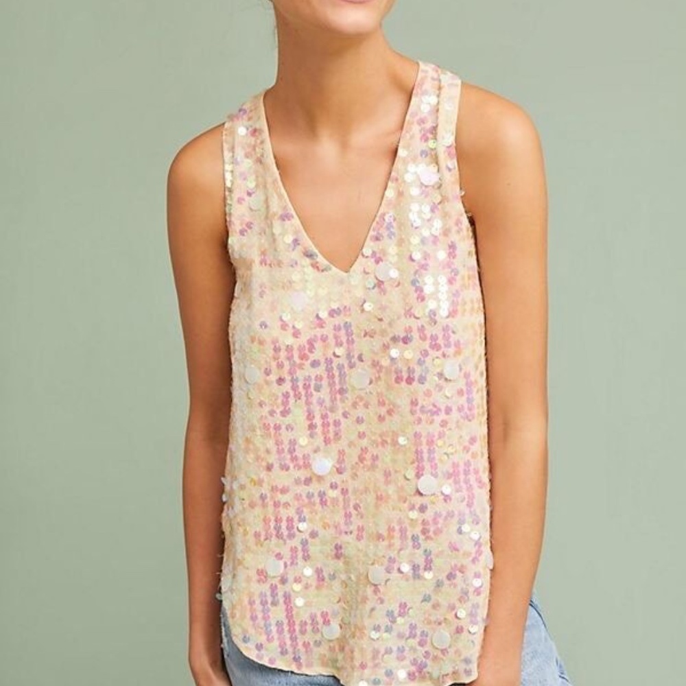 Gorgeous and fun Sequined, V-neck Swing tank by Moulinette Soeurs - size 4 - EUC